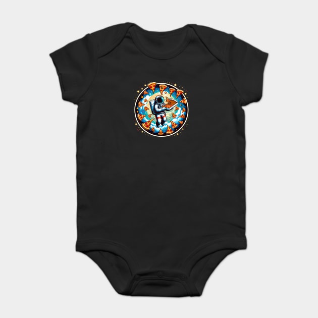Astronaut in Space with Pizza, Love Eating Baby Bodysuit by logiamerch